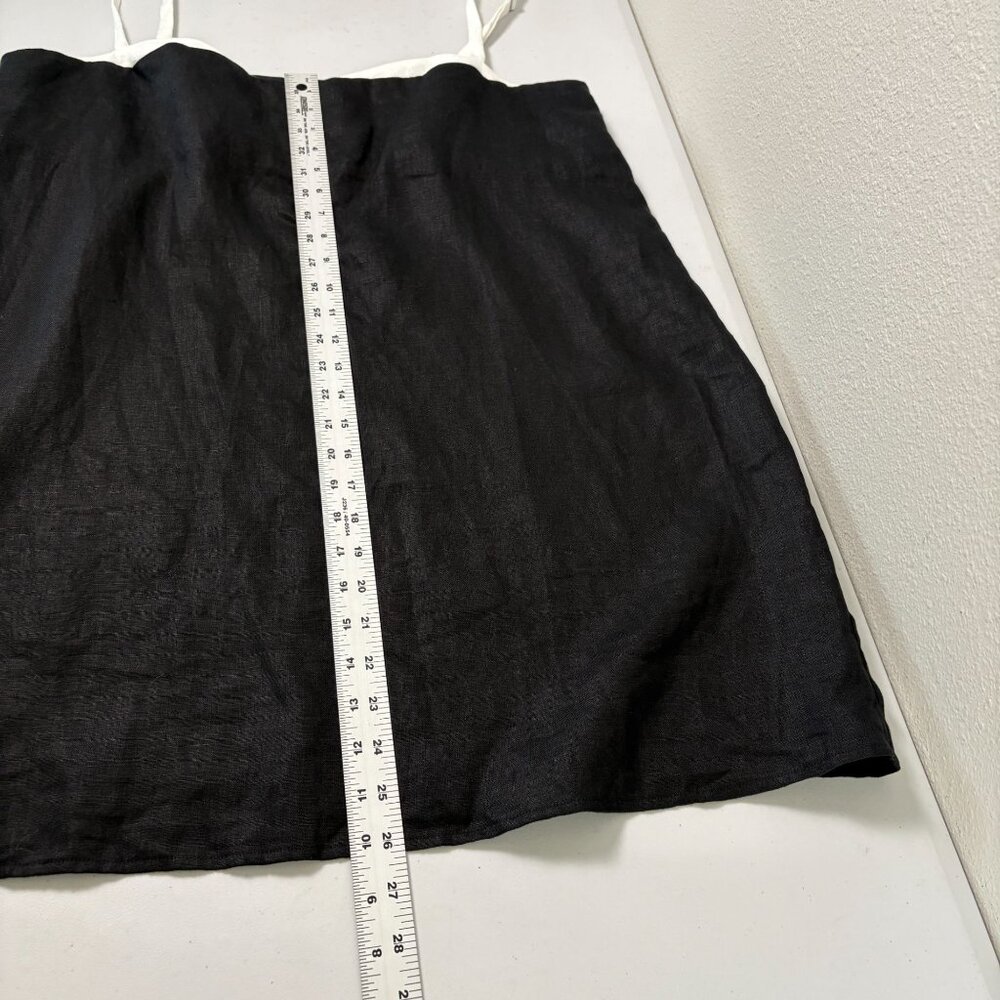 Reformation Lainey Linen Dress Size 12 Black White Mini Adjustable Straps - Picture 10 of 11